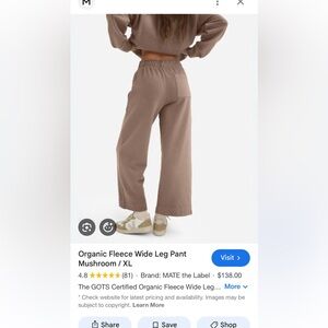 MATE the Label Organic Fleece Wide Leg Pants - Brown
